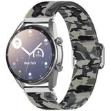 22mm voor Galaxy Watch3 45mm/ Huawei Watch GT 2 Pro Verstelbare Elastische Afdrukken Vervanging Watchband (Camouflage Grijs)