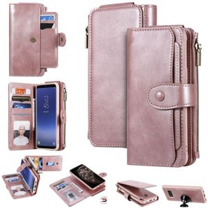 For Galaxy S8 Multifunctional Retro Detachable Magnetic Horizontal Flip Leather Case with Card Slots & Holder & Wallet & Photo Frame(Rose Gold)
