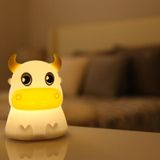 Colorful Dull Cow Silicone Night Light Led Creative Dream Bedroom Bedside Patted With Sleeping Lights  Style:Remote Control