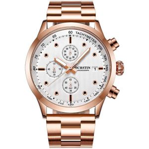 OCHSTIN 7245 mode stalen band multifunctioneel quartz herenhorloge (rosé goud wit)