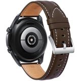 Voor Samsung Galaxy Watch5 40 mm / 44 mm stiksels lederen horlogeband (koffie + zilver)