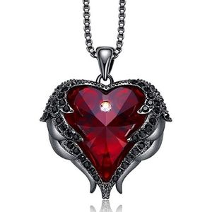 Women Fashion Angel Wings Crystals Heart Necklaces(Dark Angel)