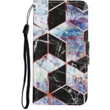 For Samsung Galaxy S21 Ultra 5G Coloured Drawing Pattern Horizontal Flip PU Leather Case with Holder & Card Slots & Wallet & Lanyard(Black Marble)