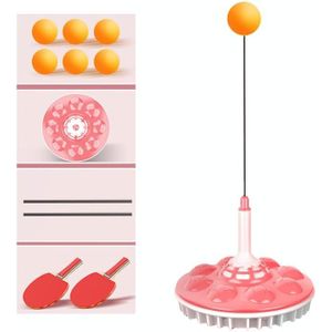 Household Suction Cup Self-Training Elastic Flexible Shaft Children Parent-Child Training Table Tennis Trainer  Style:  2 Poles 6 Balls (Pink)