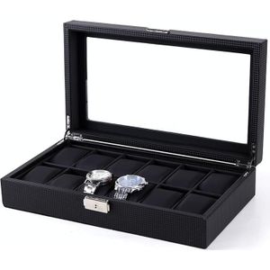 Geweven patroon PU Lederen Watch Box Sieraden Opslag Display Box  Kleur: 12 Bits