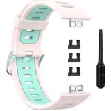 For Huawei Watch Fit Two-color Silicone Replacement Strap Watchband(Pink+Teal)