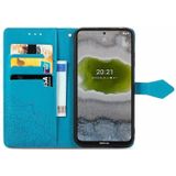 For Nokia X10 Mandala Flower Embossed Horizontal Flip Leather Case with Bracket / Card Slot / Wallet / Lanyard(Blue)
