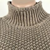 Fashion Thick Thread Turtleneck Knit Sweater (Color:Khaki Size:XL)
