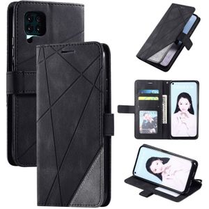 For Huawei P40 Lite Skin Feel Splicing Horizontal Flip Leather Case with Holder & Card Slots & Wallet & Photo Frame(Black)