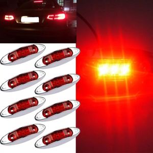 10 PCS DC 10-30V Car Truck Trailer Piranha 3-LED Side Marker Indicator Lights Bulb Lamp  Light Color: Red