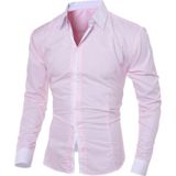 Casual Business mannen jurk lange mouw katoen stijlvolle sociale shirts  maat: L (roze)