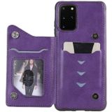 For Galaxy S20 Plus Solid Color Double Buckle Zipper Shockproof Protective Case(Purple)