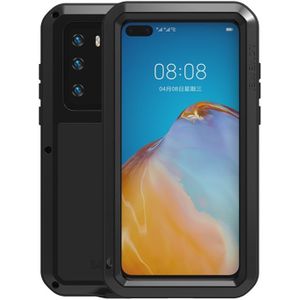 For Huawei P40 LOVE MEI Metal Shockproof Waterproof Dustproof Protective Case(Black)