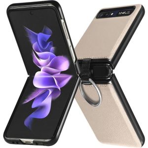 Voor Samsung Galaxy Z Flip Litchi Vouwen Ring Gesp Telefooncase (Grijs)
