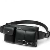 Universal Outdoor Men Shoulder Messenger Bags Retro Men Waist Bag  Size: L (27cm x 15cm x 1cm) (Black)