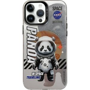 Voor iPhone 13 Pro Max Astronaut Pattern PC-telefoonhoes (grijze panda)