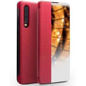 Voor Huawei P30 QIALINO Lederen Zijruit View Smart Phone Case (Rood)