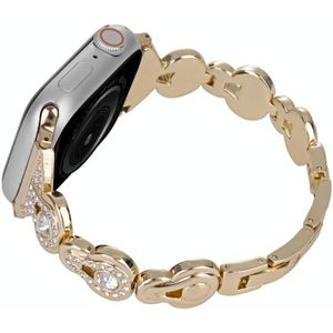 Voor Apple Watch SE 2023 44 mm kalebas diamanten metalen horlogeband