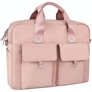 DJ09 Handheld Shoulder Briefcase Sleeve Carrying Storage Bag with Shoulder Strap for 15.4 inch Laptop(Pink)