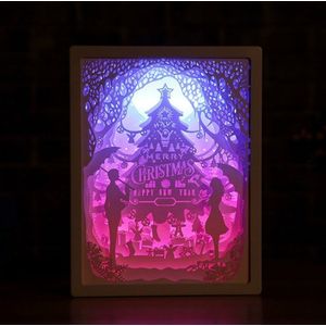 3D Stereo Light Paper Carving Lamp Creative Gift(Romantic Couple 1)