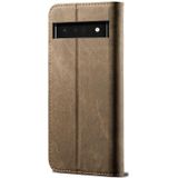 Voor Google Pixel 7 Pro 5G Denim Texture Lederen Telefoonhoes (Khaki)