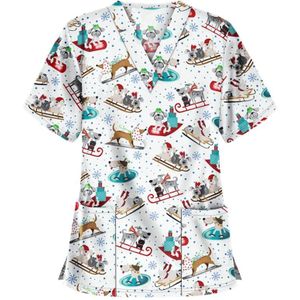 Kerstprint T-shirt T-shirt Verpleegkundige uniform (kleur: 2 Grootte: M)