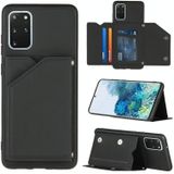 For Samsung Galaxy S20+ Skin Feel PU + TPU + PC Back Cover Shockproof Case with Card Slots & Holder & Photo Frame(Black)