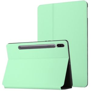 Voor Samsung Galaxy Tab S7 SM-T870 / T875 Dual-vouwen Horizontale Flip Tablet Lederen Case met Houder & Sleep / Wake-up Functie (Mint Green)