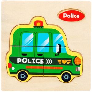 10 PCS Kinderen Educatieve Dier Driedimensionale houten puzzel speelgoed (Politieauto)