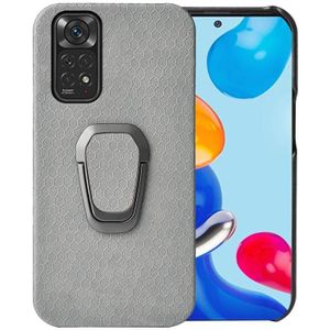 Voor Xiaomi Redmi Note 11 4G Global Ring Houder Honeycomb PU-telefooncase