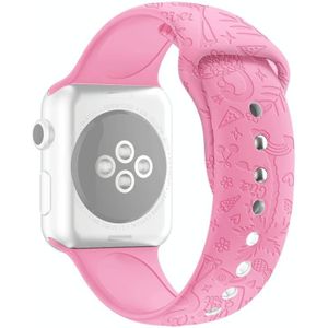 Flamingo Embossing Silicone Watchband voor Apple Watch Series 7 41mm / 6 & SE & 5 & 4 40mm / 3 & 2 & 1 38mm (Retro Rose)