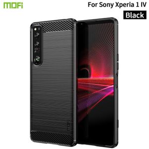 Voor Sony Xperia 1 IV Mofi Gentles -serie geborstelde textuur koolstofvezel zacht TPU -kast