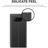 For Galaxy Note 8 Side Display Magnetic Horizontal Flip Plain Texture Cloth + PC Case with Holder & Sleep / Wake-up Function(Blue)