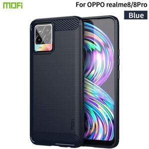For OPPO Realme 8 / 8 Pro MOFI Gentleness Series Brushed Texture Carbon Fiber Soft TPU Case(Blue)