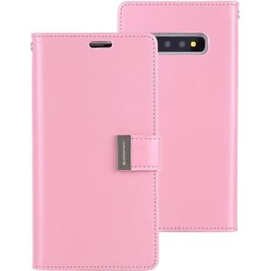 MERCURY GOOSPERY RICH DIARY PU + TPU Crazy Horse Texture Horizontal Flip Leather Case for Galaxy S10+  with Card Slots & Wallet & Photo frame(Pink)