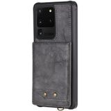 For Galaxy S20 Ultra Vertical Flip Shockproof Leather Protective Case with Short Rope  Support Card Slots & Bracket & Photo Holder & Wallet Function(Gray)