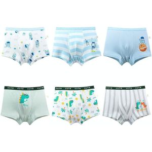 6 stks/set kinderen hoge elastische cartoon bedrukte katoenen boxershorts  maat: M (T-5515 jongens)