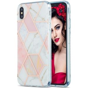 3D Electroplating Marble Pattern TPU Protective Case For iPhone XS Max(Pink)