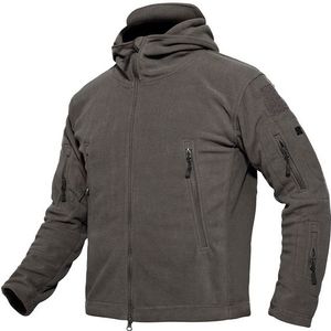 Fleece Warme Mannen Thermische Ademende Hooded Coat Grootte:XXL (Grijs)
