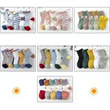10 Pairs Spring And Summer Children Socks Combed Cotton Tube Socks M(Mixed Colors Horizontal Stripes)