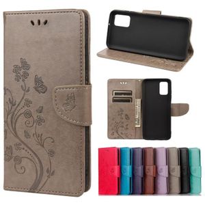 Butterfly Flower Pattern Horizontal Flip Leather Case with Holder & Card Slots & Wallet For Samsung Galaxy A03s(Grey)