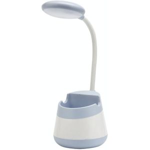 USB Charging LED Desk Light Eye Protection Lamp with Pen Holder and Phone Holder(CS276-1 Blue)