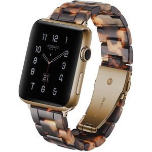 Simple Fashion Resin Watch Strap for Apple Watch Series 5 & 4 44mm & Series 3 & 2 & 1 42mm(Tortoiseshell)