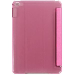 Silk Texture Horizontal Flip Leather Case with Three-Folding Holder for iPad mini 4(Magenta)