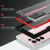 Voor Samsung Galaxy S22 Ultra 5G iPAKY Thunder-serie aluminium frame + TPU-bumper + doorzichtige pc schokbestendige telefoonhoes (zwart + rood)