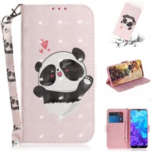 3D Colored Drawing Heart Panda Pattern Horizontal Flip Leather Case for Huawei Y5 (2019) / Honor 8s  with Holder & Card Slots & Wallet