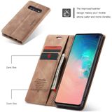 CaseMe-013 Multifunctional Retro Frosted Horizontal Flip Leather Case for Galaxy S10  with Card Slot & Holder & Wallet (Brown)