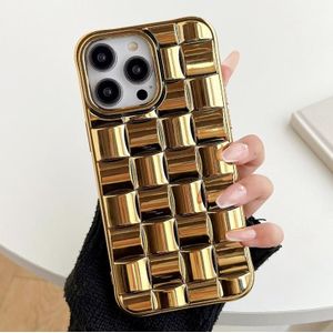 Voor iPhone 12 Pro Max 3D Cube Weave Textuur Galvaniseren Telefoonhoes (Goud)
