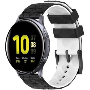 Voor Samsung Galaxy Watch Active 2 40 mm 20 mm voetbalpatroon tweekleurige siliconen horlogeband (zwart + wit)