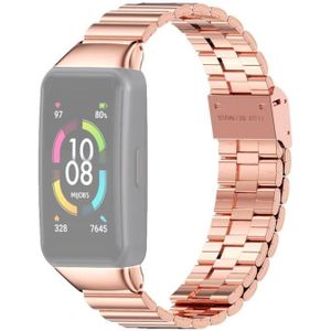 Voor Huawei Band 6 / Honor Band 6 Mijobs Bamboe Gezamenlijke roestvrijstalen metalen gesp vervangende band horlogeband (ROSE GOUD)